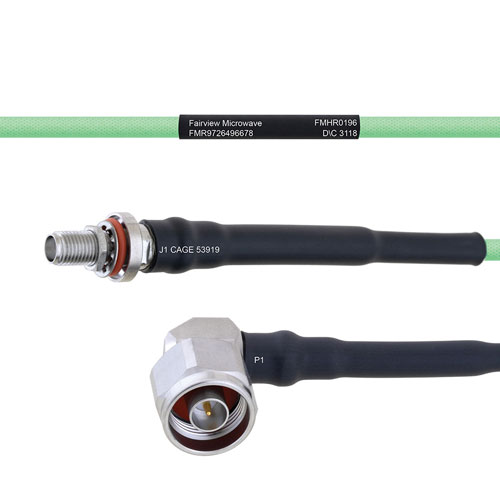 Temperature Conditioned Low Loss SMA Female Bulkhead to RA N Male Cable LL160 Coax in 36 Inch FMHR0196-36