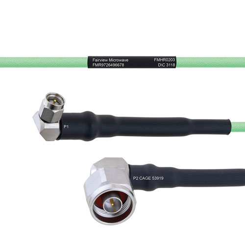Temperature Conditioned Low Loss RA SMA Male to RA N Male Cable LL160 Coax FMHR0203