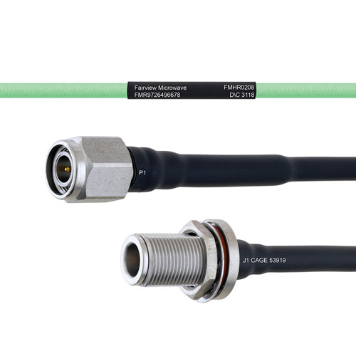 Temperature Conditioned Low Loss TNC Male to N Female Bulkhead Cable LL160 Coax in 12 Inch FMHR0208-12