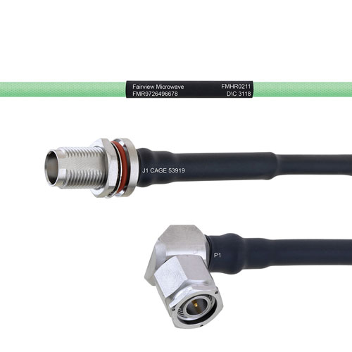 Temperature Conditioned Low Loss TNC Female Bulkhead to RA TNC Male Cable LL160 Coax FMHR0211