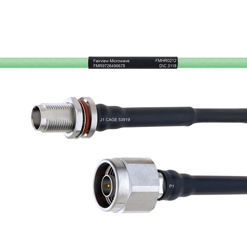 Temperature Conditioned Low Loss TNC Female Bulkhead to N Male Cable LL160 Coax in 12 Inch FMHR0212-12