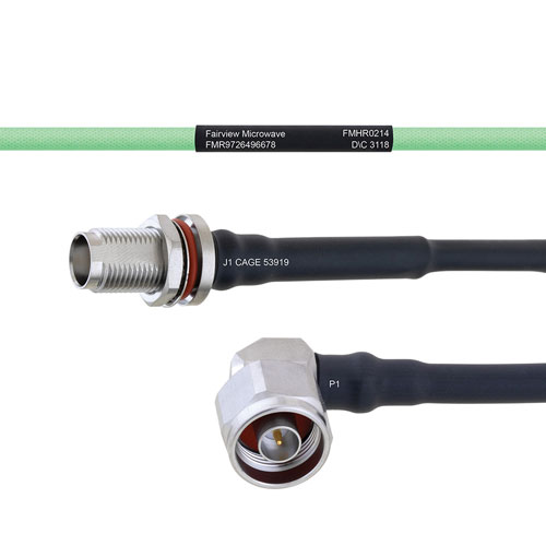 Temperature Conditioned Low Loss TNC Female Bulkhead to RA N Male Cable LL160 Coax in 200 cm FMHR0214-200CM