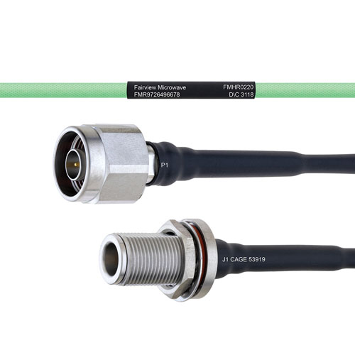 Temperature Conditioned Low Loss N Male to N Female Bulkhead Cable LL160 Coax FMHR0220