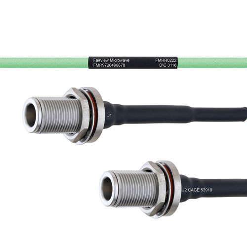 Temperature Conditioned Low Loss N Female Bulkhead to N Female Bulkhead Cable LL160 Coax in 24 Inch FMHR0222-24