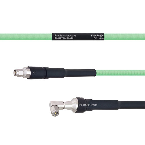 Temperature Conditioned Low Loss SMA Male to RA SMA Male Cable LL335i Coax in 100 cm FMHR0226-100CM