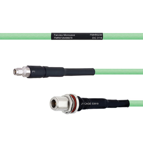 Temperature Conditioned Low Loss SMA Male to N Female Bulkhead Cable LL335i Coax in 48 Inch FMHR0230-48