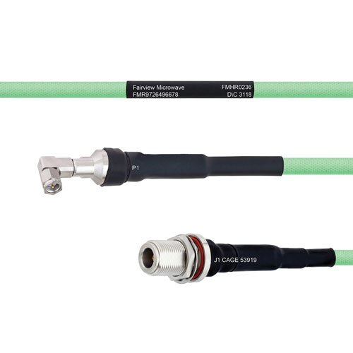 Temperature Conditioned Low Loss RA SMA Male to N Female Bulkhead Cable LL335i Coax in 60 Inch FMHR0236-60
