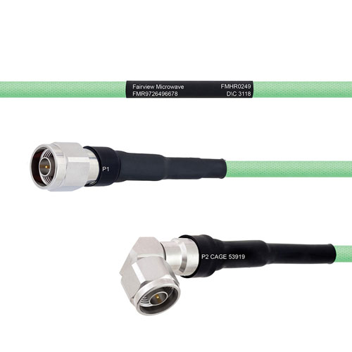 Temperature Conditioned Low Loss N Male to RA N Male Cable LL335i Coax in 100 cm FMHR0249-100CM