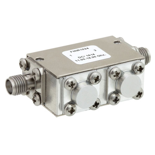Dual Junction Isolator SMA Female With 40 dB Isolation From 11 GHz to 18 GHz Rated to 5 Watts FMIR1024