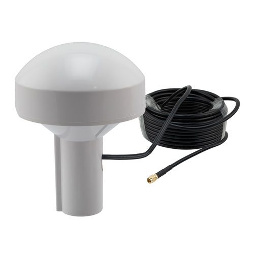 1572.42 to 1578.42 MHz, Marine Grade GPS Active Antenna, 28 dBi, SMA Connector, White, ABS Radome, RHCP Polarization FMMARGPS1000