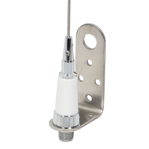 24.5 to 29.5 MHz, Omni Marine Antenna, 3 dBi, UHF Female (SO239) Connector, White, Stainless Steel Radome, Vertical Polarization FMMAROM1006