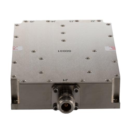 4 Way Broadband Combiner SMA Female Input and N-Type Female Output from 700 MHz to 6 GHz rated 300 Watts FMS0031