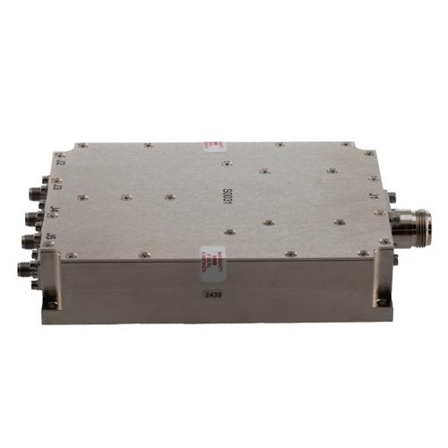 4 Way Broadband Combiner SMA Female Input and N-Type Female Output from 700 MHz to 6 GHz rated 300 Watts FMS0031