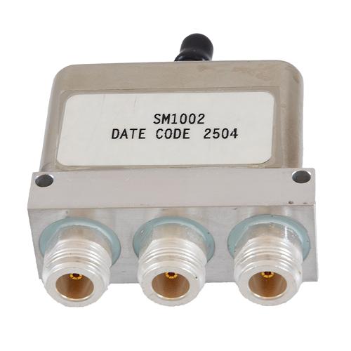 Manual SPDT Toggle Switch from DC to 12.4 GHz, N-Type Female, and Rated to 100 Watts FMSM1002