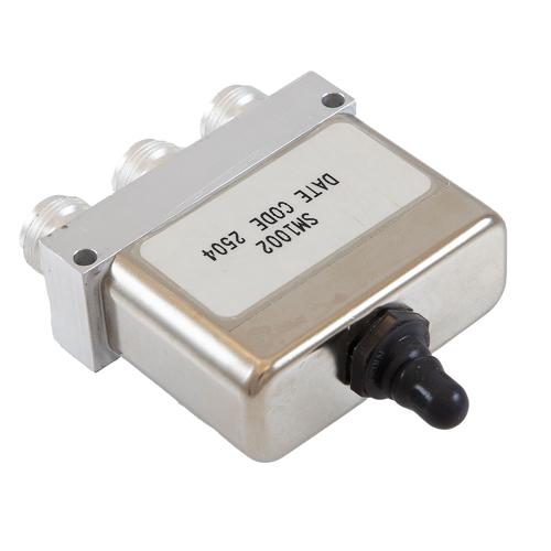 Manual SPDT Toggle Switch from DC to 12.4 GHz, N-Type Female, and Rated to 100 Watts FMSM1002