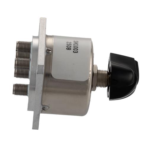 Manual SP4T Switch from DC to 18 GHz, SMA Female, and Rated to 30 Watts FMSM1003