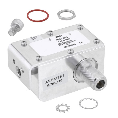 Type N F/F In/Out Coaxial RF Surge Protector, 40MHz - 400MHz, DC Pass, 100W, IP67, 20kA, Hybrid, Bracket Toward Body FMSP1015