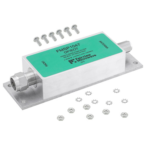 Positive Train Control (PTC) Band Pass Filter, 450 MHz to 460 MHz, Type N Female to Male, 100W CW, IP67 FMSP1047