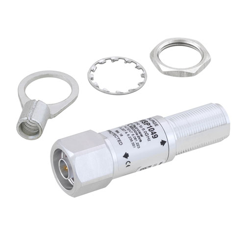 Type N F/M In/Out Bulkhead Coaxial RF Surge Protector, 2GHz - 6GHz, DC Block, 10W, IP67, 10kA, Filter FMSP1049