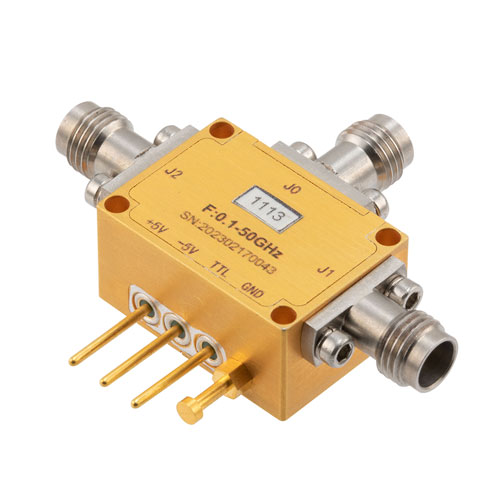 Absorptive SPDT Ultra-Wideband SPDT PIN Diode Switch Operating 100 MHz to 50 GHz, Up to 23 dBm, 50 nsec and 2.4mm FMSW1113