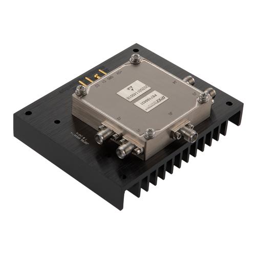 SMA Reflective SP4T PIN Diode Switch From 0.5 GHz to 6 GHz Rated at 130 Watt Pulsed (+51 dBm) and Hermetically Sealed with Heatsink FMSW5021