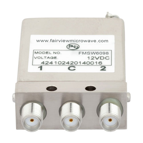 SPDT Latching DC to 26.5 GHz Electro-Mechanical Relay Switch, Self Cut Off, Diodes, 20W, 12V, SMA FMSW6098