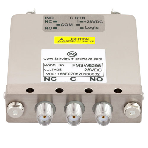 SPDT Failsafe DC to 22 GHz Terminated Electro-Mechanical Relay Switch, TTL, Indicators, 20W, 28V, SMA FMSW6296
