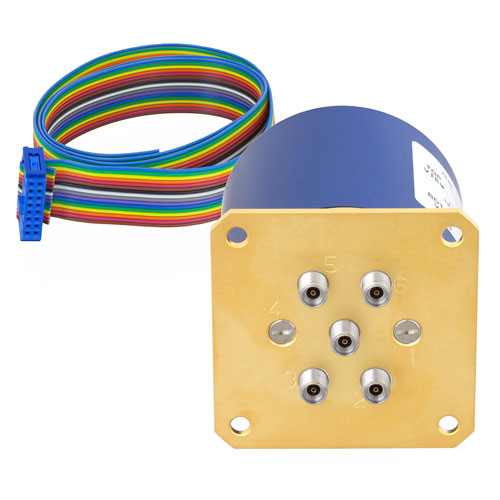 SP4T Latching 0.05 dB Low Insertion Loss Repeatability DC to 40 GHz Terminated Relay Switch, Indicators, Self Cut Off, 5W, 24V, 2.92mm FMSW6334