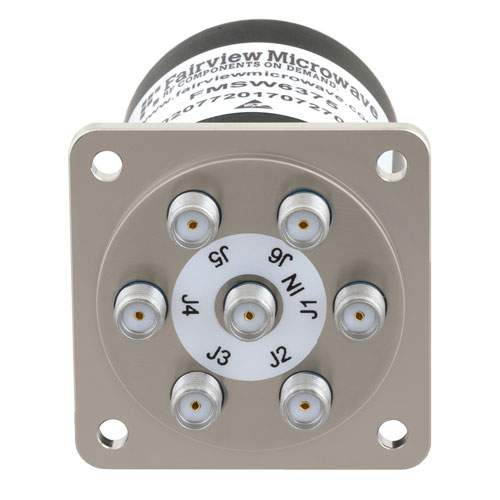 SP6T NO DC to 18 GHz Electro-Mechanical Relay Switch, TTL, up to 90W, 24V, SMA FMSW6375