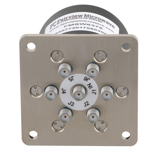 SP6T Latching DC to 18 GHz Terminated Electro-Mechanical Relay Switch, up to 90W, 12V, SMA FMSW6376