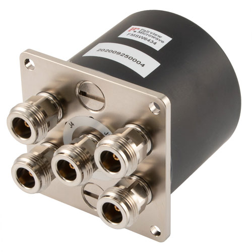 SP4T NO Electro-Mechanical Relay Switch DC to 12 GHz , Up To 600W, 12V, 2M Lifecycles, N FMSW6434