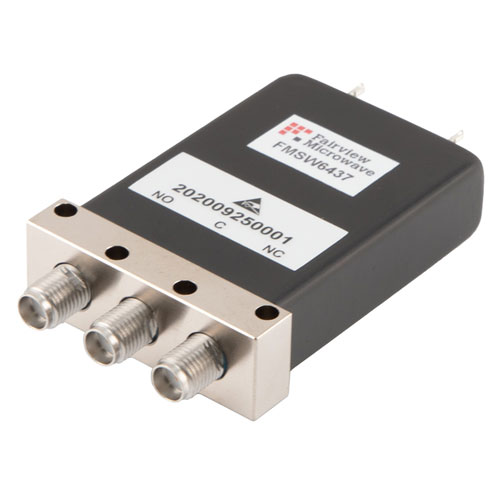 SPDT Failsafe Electro-Mechanical Relay Switch DC to 26.5 GHz , TTL, 90W, 12V, 2M Lifecycles, Suppression Diodes, Indicators, SMA FMSW6437