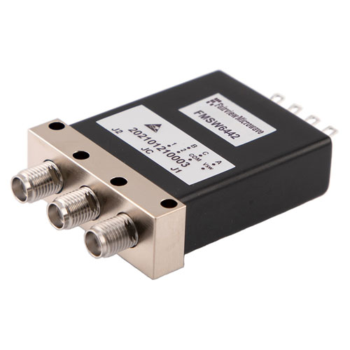 SPDT Electromechanical Relay Latching Switch, Self Cut-Off, DC to 26.5 GHz, 90W, 5M Lifecycles, 28V, Indicators, TTL, Supression Diodes, SMA FMSW6442