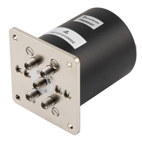 SP4T E-M Relay Latching Switch with Self Cut-Off, DC to 40 GHz, 10W, 2M Lifecycles, 28V, Indicators, TTL, Suppression Diodes, 2.92mm FMSW6457