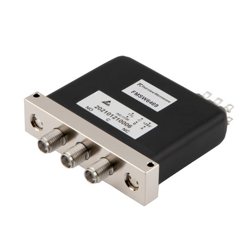 SPDT Electromechanical Relay Failsafe Switch, Terminated, DC to 26.5 GHz, up to 90W, 2M Lifecycles, 28V, TTL, Indicators, SMA FMSW6469