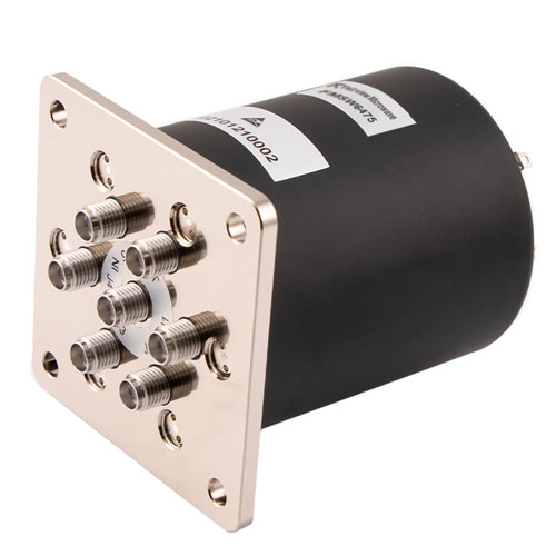 SP6T E-M Relay Normally Open Switch, Terminated, DC to 26.5 GHz, 90W, 5M Lifecycles, 28V, Indicators, TTL, Suppression Diodes, SMA FMSW6475