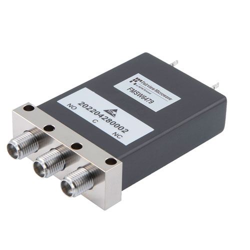 SPDT Electromechanical Relay Failsafe Switch DC to 40 GHz, 2M Lifecycles, 2.92 mm, 15W Average, 28V, Indicators, TTL, Diodes, Solder Pins FMSW6479