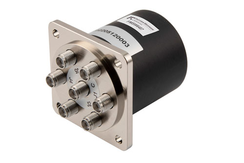 SP6T Electromechanical Relay Normally Open Switch, DC to 26.5 GHz, 2M Lifecycles, 20W, 28V, SMA, Solder Pins FMSW6487