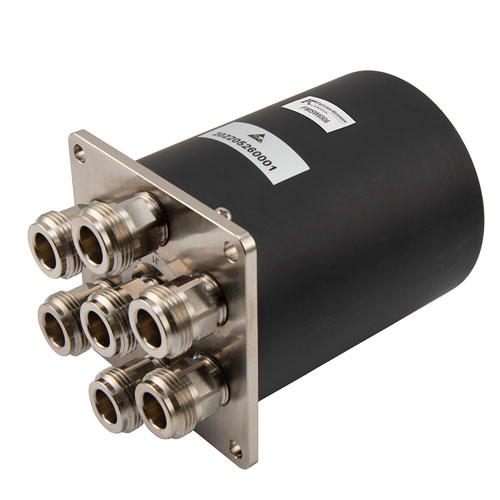 SP6T Electromechanical Relay Normally Open Switch DC to 12.4 GHz, 2M Lifecycles, N, 150W Average, 12V, TTL, Diodes, Solder Pins FMSW6506