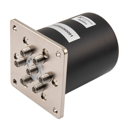 SP6T Electromechanical Relay Normally Open Switch, Terminated, DC to 26.5 GHz, 2M lifecycles, 20W, 28V, SMA, Solder Pins FMSW6516