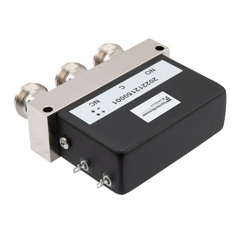 SPDT, IP64 Rated Electromechanical Relay Failsafe Switch, DC to 12 GHz, 600W, 12VDC, N FMSW6519