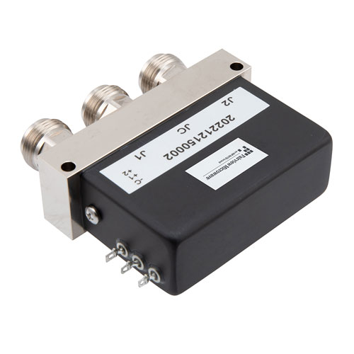 SPDT, 1P64 Rated Electromechanical Relay Latching Self Cut Off Switch, DC to 18 GHz, 90W, 12VDC, N FMSW6521