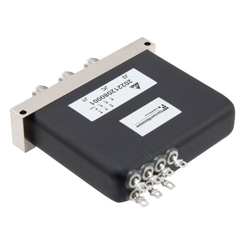 SPDT, IP64 Rated Electromechanical Relay Latching Switch, Terminated, DC to 18 GHz, 90W, TTL, Indicators, diodes, 28VDC, SMA FMSW6529