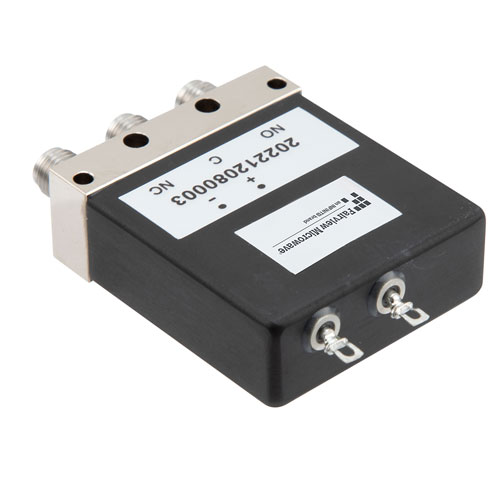 SPDT, IP64 Rated Electromechanical Relay Failsafe Switch, DC to 26.5 GHz, 90W, 12VDC, SMA FMSW6538