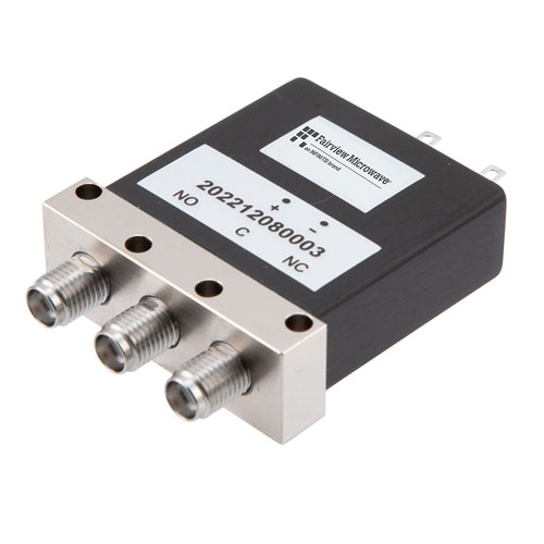 SPDT, IP64 Rated Electromechanical Relay Failsafe Switch, DC to 18 GHz, 90W, 12VDC, SMA FMSW6542