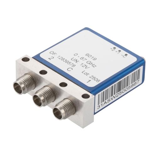 SPDT Latching DC to 67 GHz Electromechanical Relay Switch, 80W, 2M Lifecycles, 12 V, Solder Terminal, 1.85mm FMSW9019