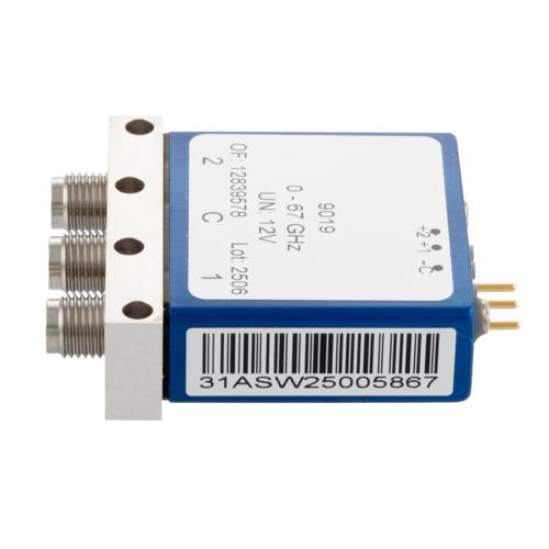 SPDT Latching DC to 67 GHz Electromechanical Relay Switch, 80W, 2M Lifecycles, 12 V, Solder Terminal, 1.85mm FMSW9019