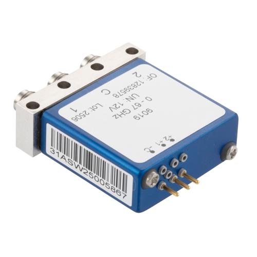 SPDT Latching DC to 67 GHz Electromechanical Relay Switch, 80W, 2M Lifecycles, 12 V, Solder Terminal, 1.85mm FMSW9019