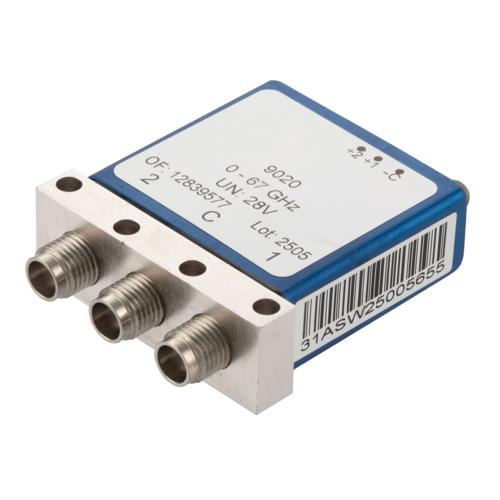 SPDT Latching DC to 67 GHz Electromechanical Relay Switch, 80W, 2M Lifecycles, 28 V, Solder Terminal, 1.85mm FMSW9020