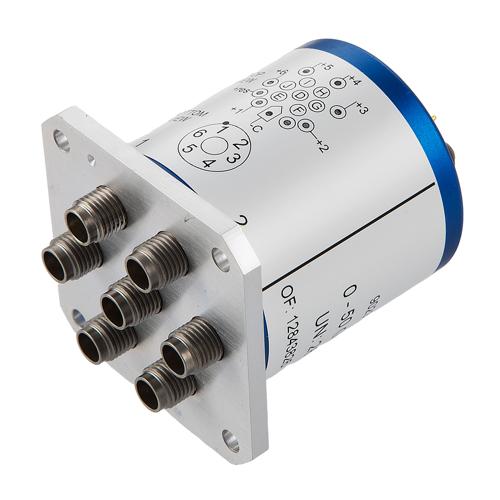 SP6T Latching DC to 50 GHz Electromechanical Relay Switch, Indicators, 80W, 2M Lifecycles, 28 V, Solder Terminal, 2.4mm FMSW9023